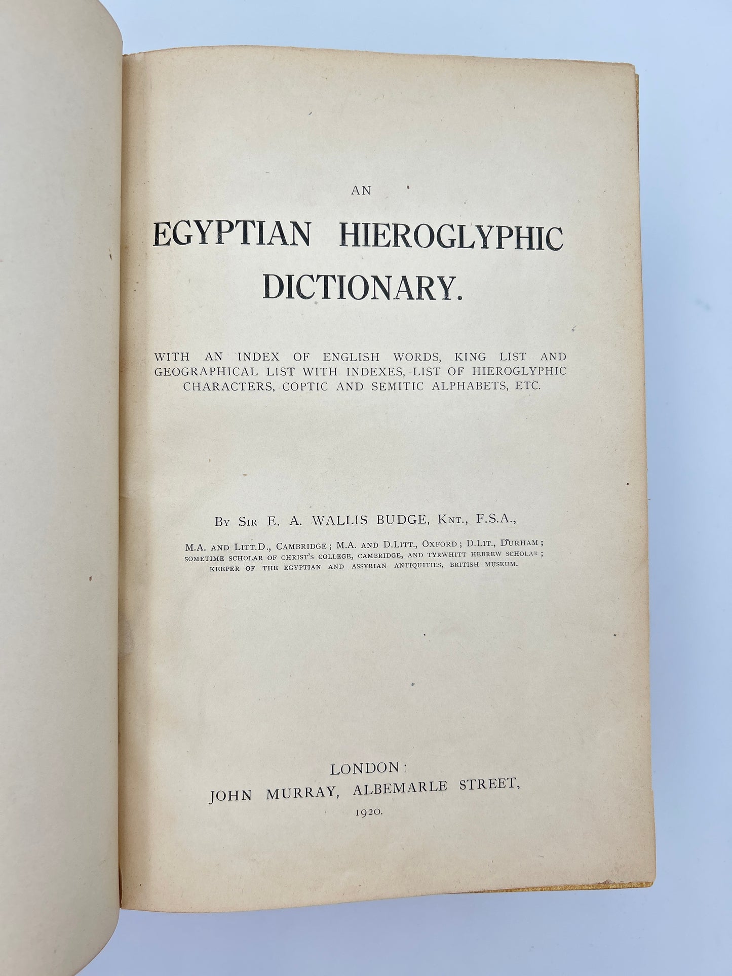 An Egyptian Hieroglyphic Dictionary