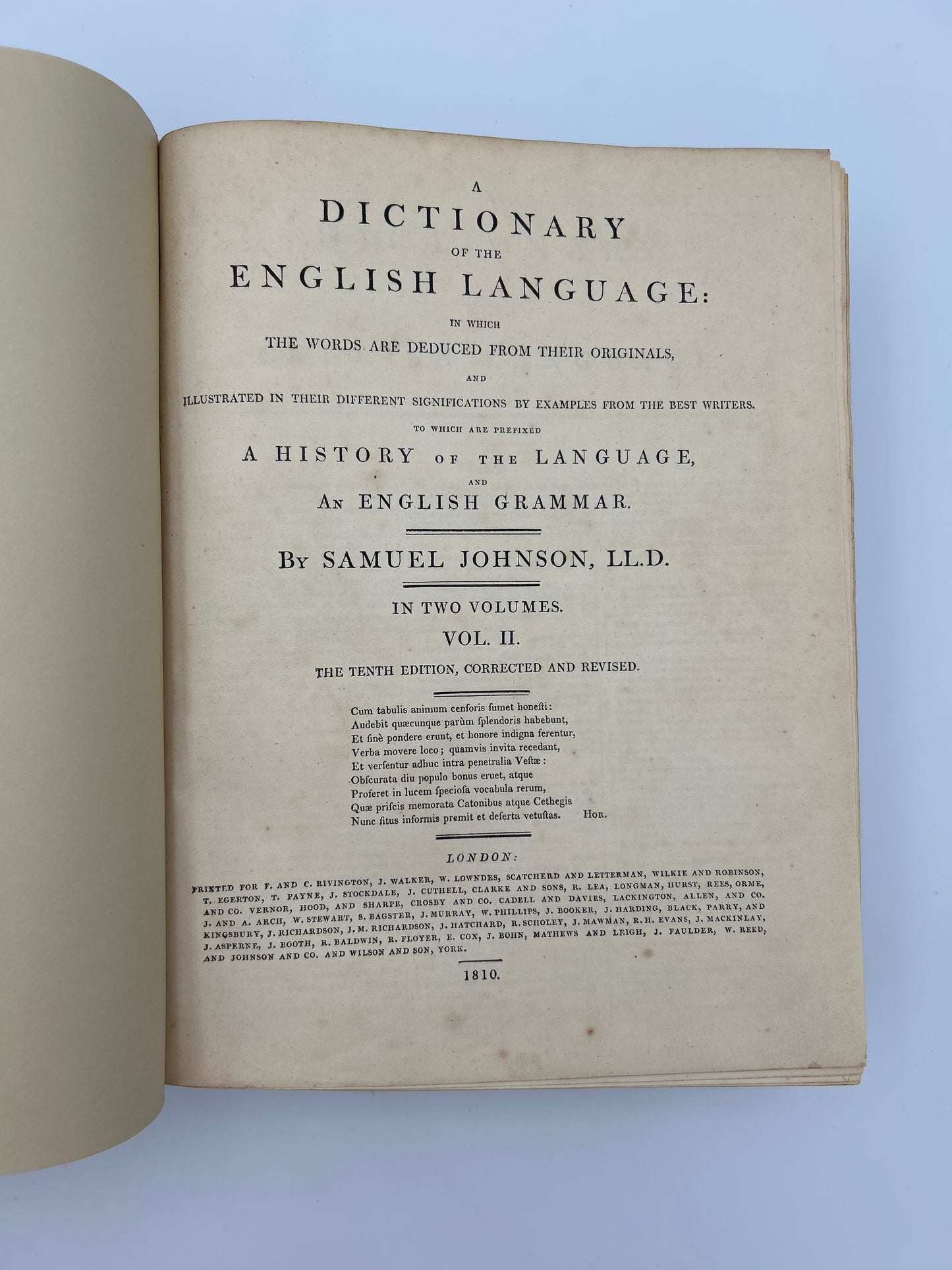 Samuel Johnson Dictionary of the English Language, 2 vol