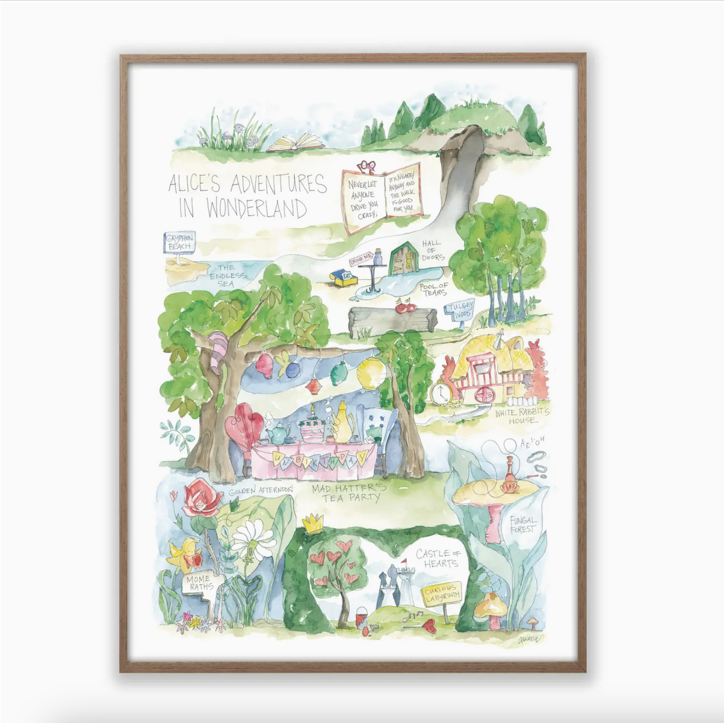 -Literary Map Water Color Prints