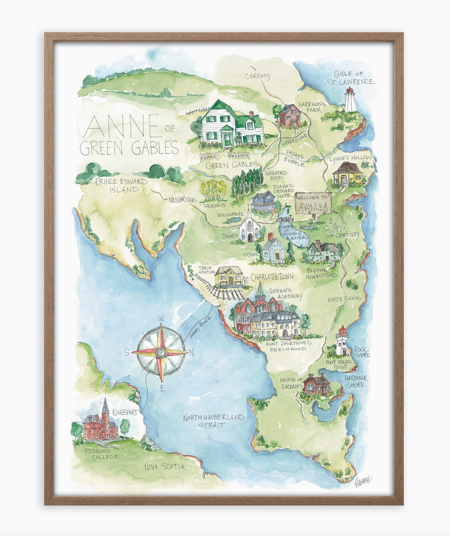 -Literary Map Water Color Prints