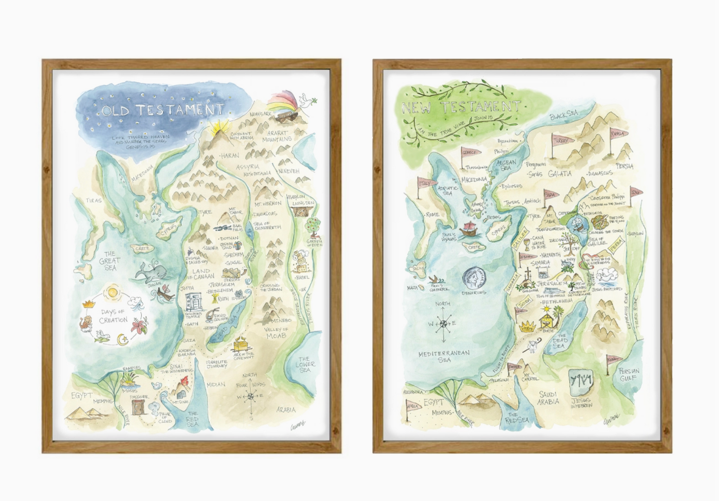 -Literary Map Water Color Prints