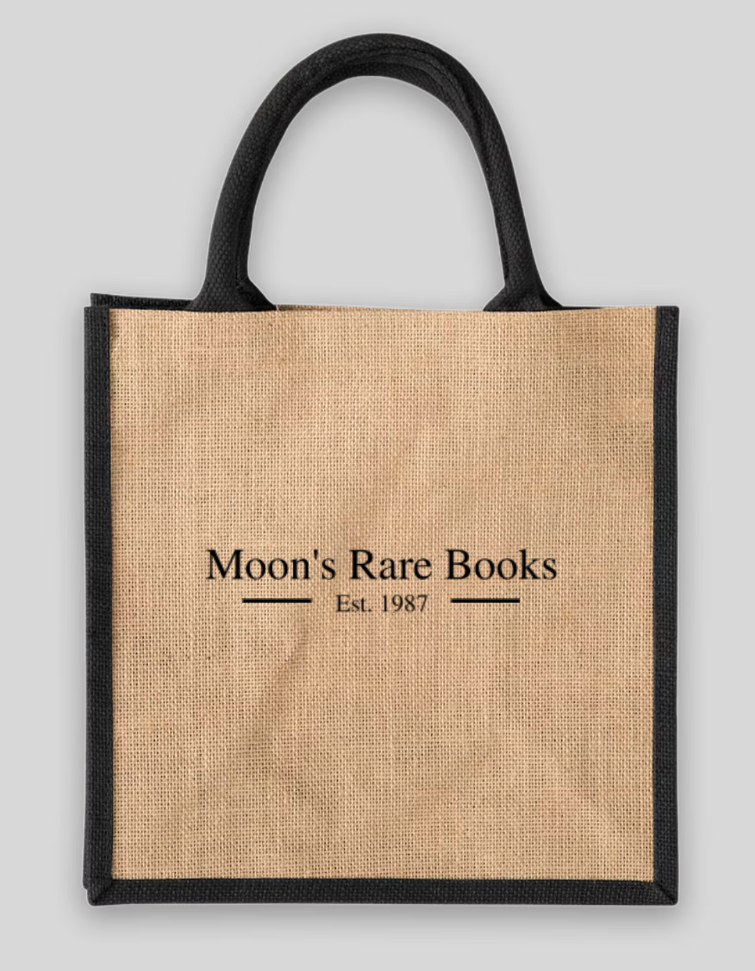 -Moon's Rare Books Jute Tote Bag