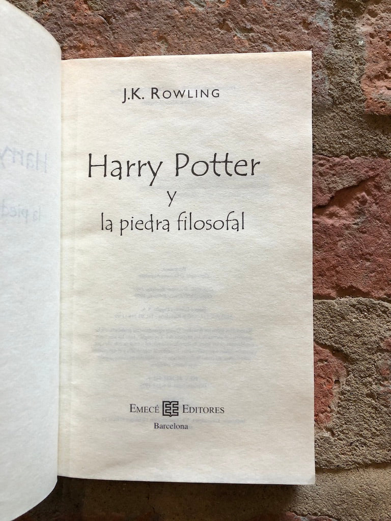 ^Harry Potter Y La Piedra Filosofal First Edition